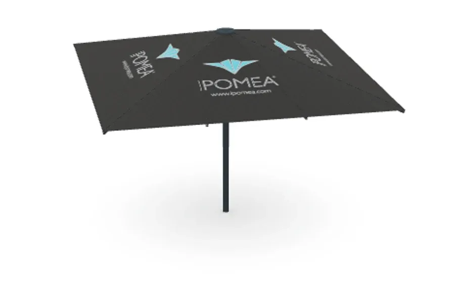 Ansicht aus dem 3D-Konfigurator: Logo auf dem Schirmdach eines IPOMEA Classic Pro