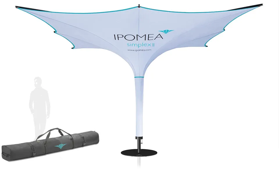 Simplex-II-Eventschirm mit Bodenplatte und Transporttasche